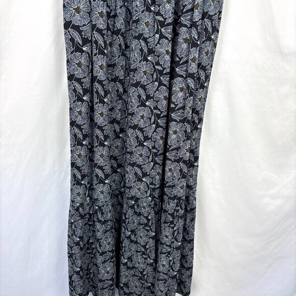 Dip Floral Maxi Dress Women’s Medium Black White Adjustable Straps Tiered Flowy - Picture 3 of 14